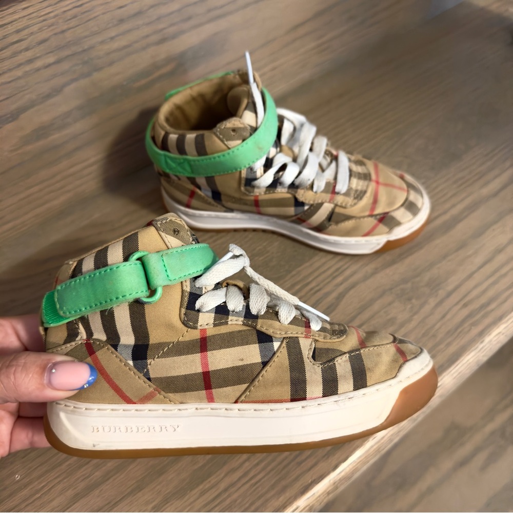 Burberry Neon Green High-top Sneakers Toddler EU28 Boys Hightop Trainers Laces